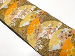 アンティーク　桧扇に笹・梅・菊模様織り出し名古屋帯（着用可）